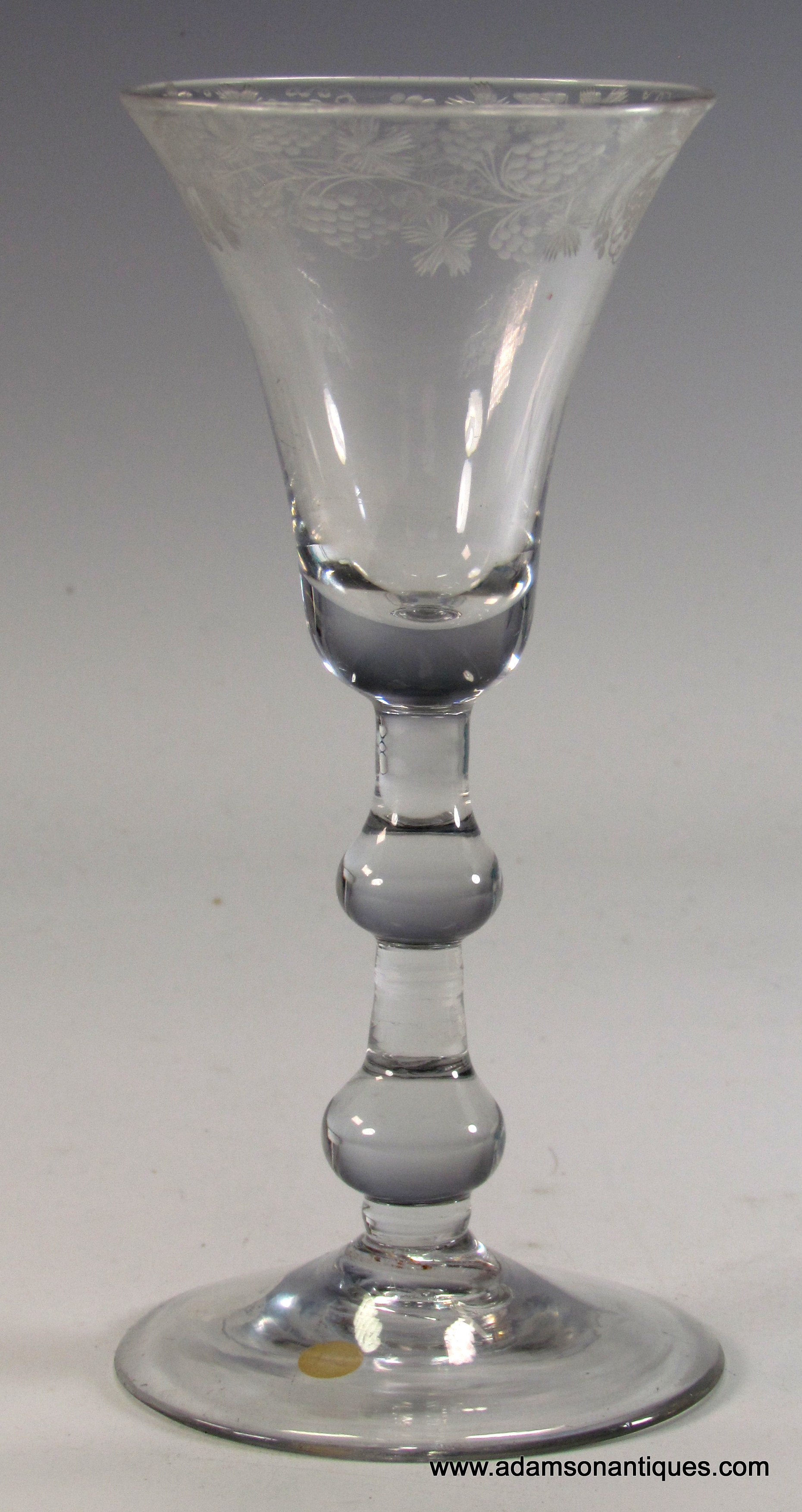 6-1/2 Hand-Blown Clear Thick Glass 5-oz. Baluster Wine Glass- Antique  Vintage Style