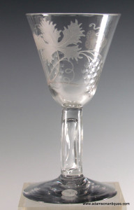 Engraved Hollow Stem Goblet C 1750/60