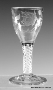 Jacobite Opaque Twist Dram Glass C 1760/65